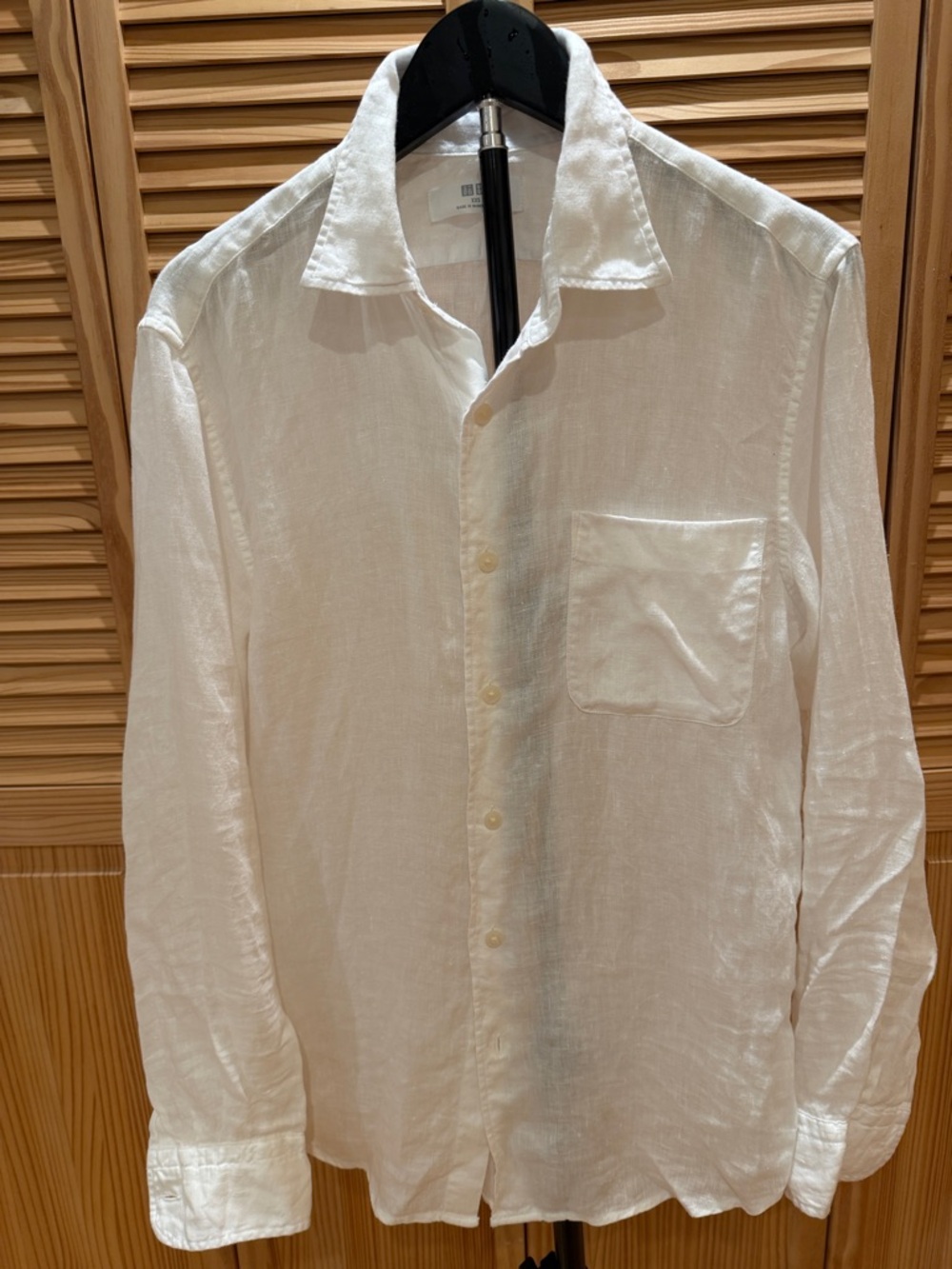 Uniqlo White Linen-Blend Button Front Blouse
